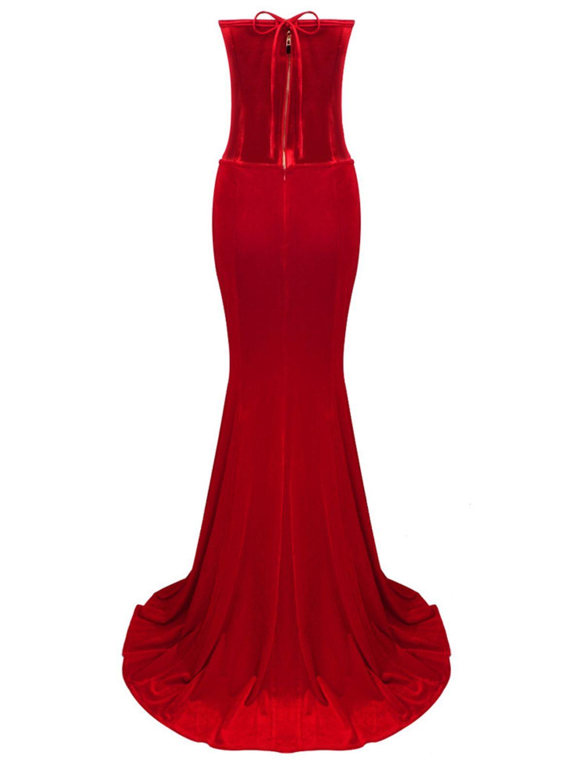 Natalia Strapless Velvet Maxi Dress 8