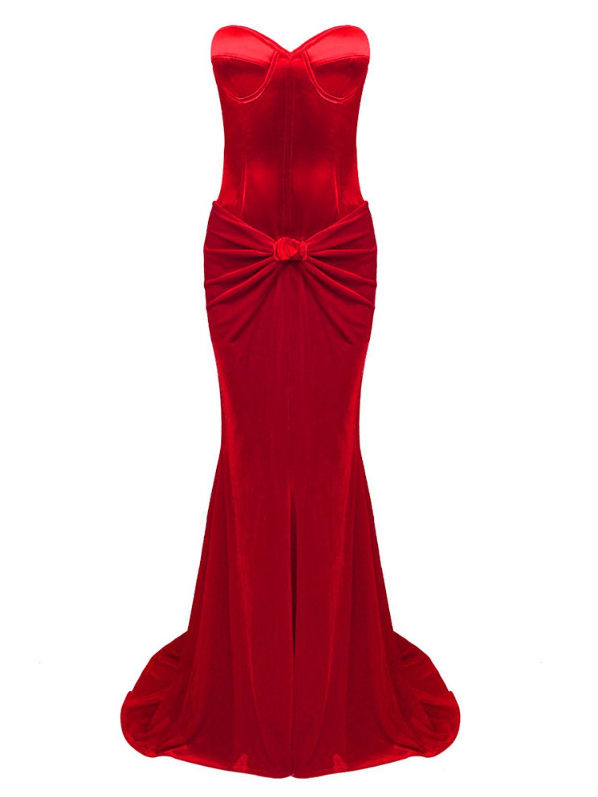 Natalia Strapless Velvet Maxi Dress 6