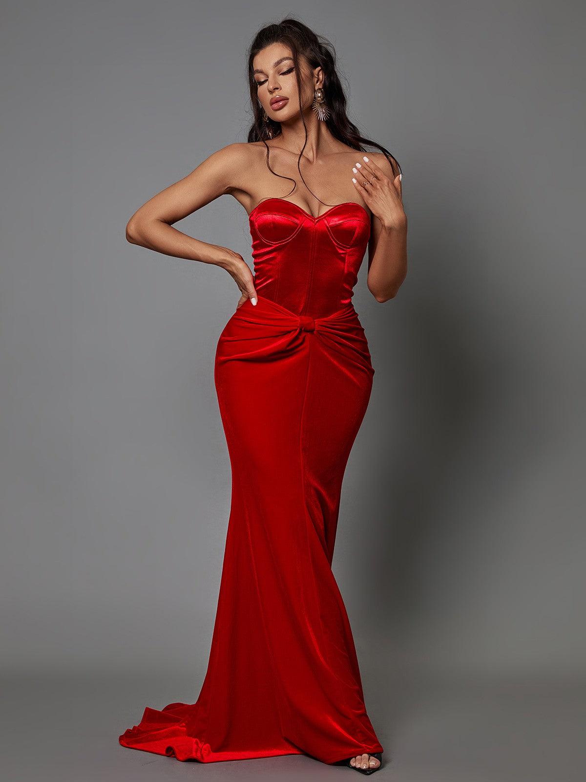 Natalia Strapless Velvet Maxi Dress 2