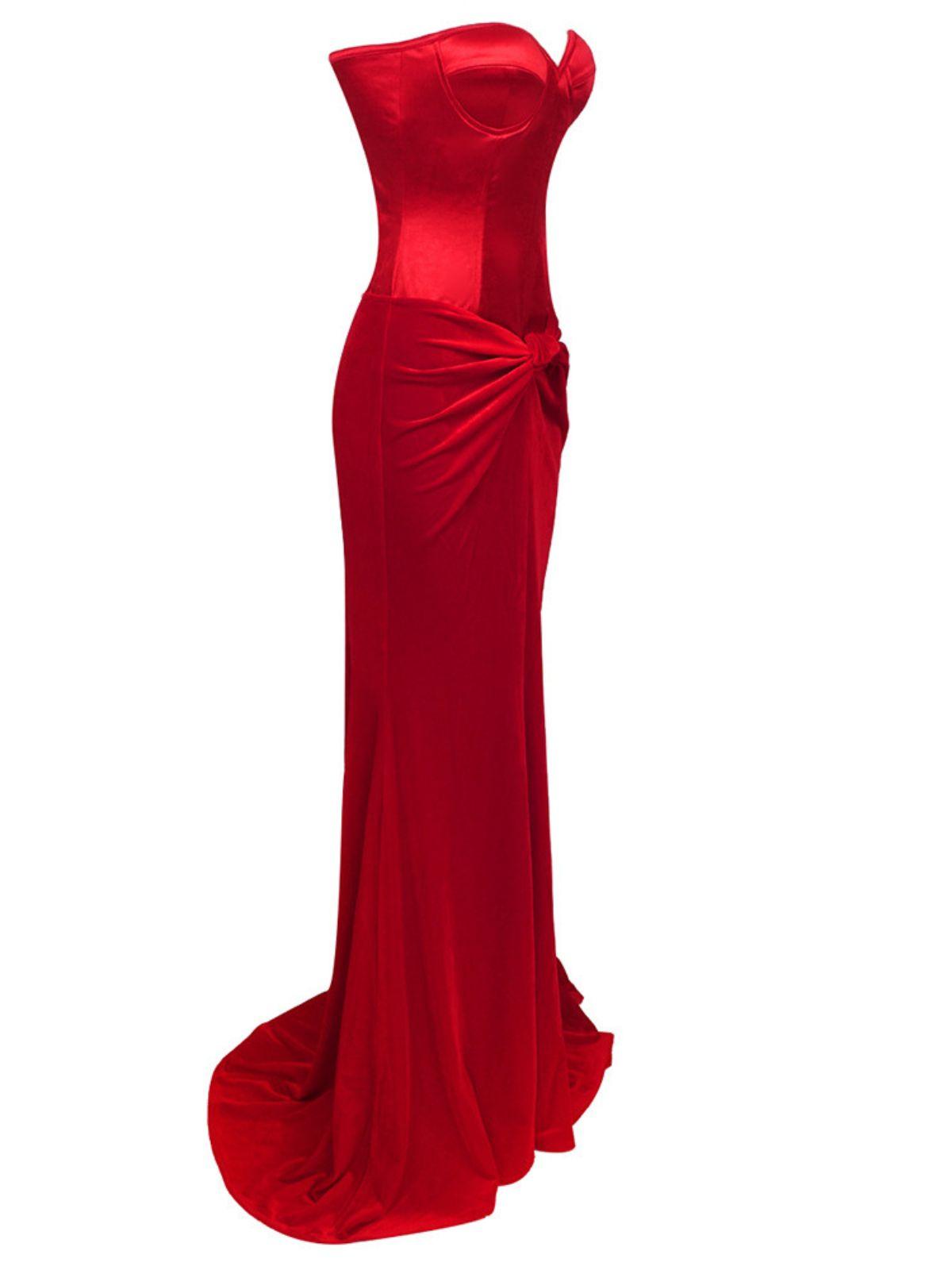 Natalia Strapless Velvet Maxi Dress 7