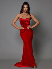 Natalia Strapless Velvet Maxi Dress 4