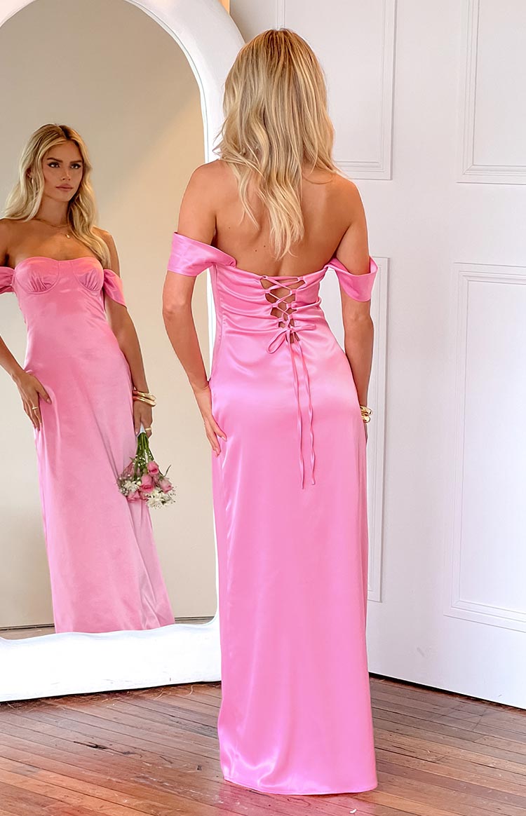Satin Off Shoulder Sweetheart Underwire Bust Maxi Dress 7