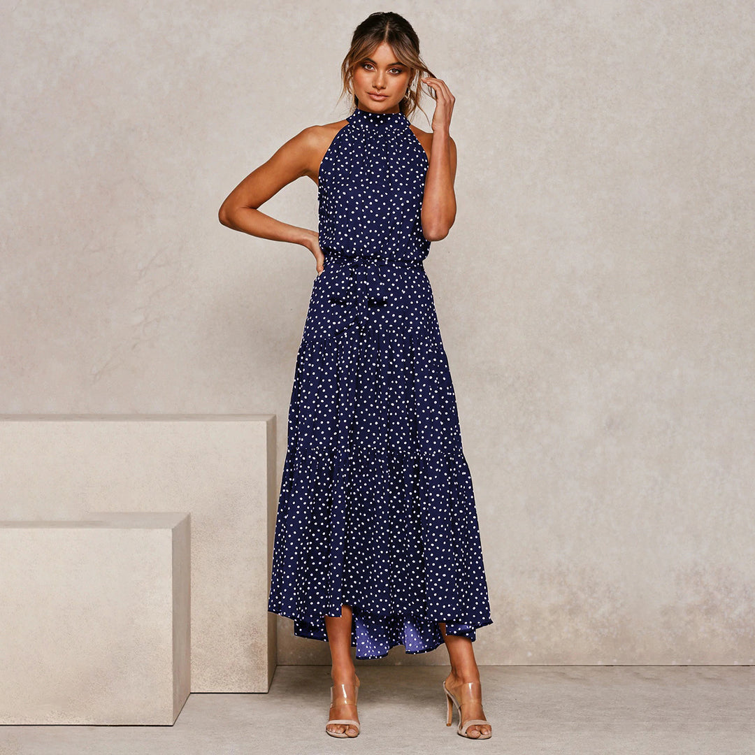 Sara Aesthetic Long Polka Dot Dress Boutique Collection