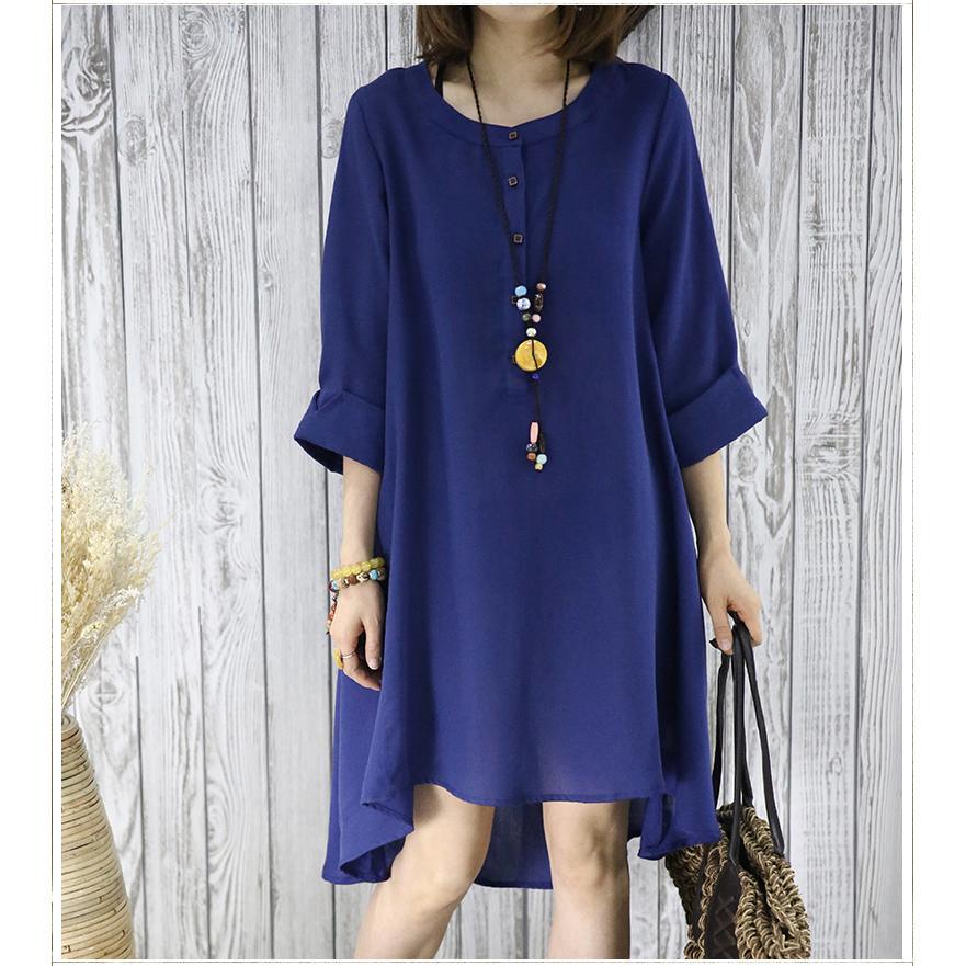 Navy flowy summer dress plus size sundresses women blouse top