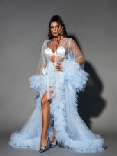 Nebula Long Sleeve Tulle Maxi Dress In Sky 3