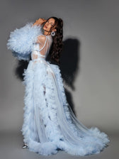 Nebula Long Sleeve Tulle Maxi Dress In Sky 5