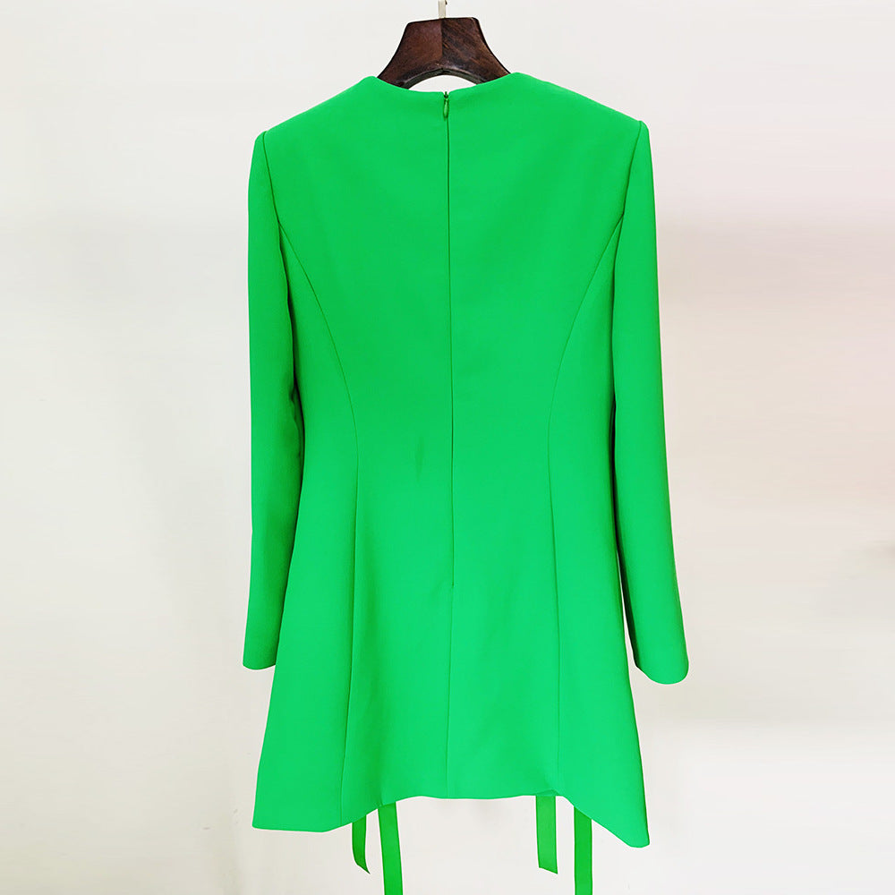 Lace Up Side Long Sleeve Shift Mini Dress 2