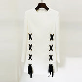 Lace Up Side Long Sleeve Shift Mini Dress 3