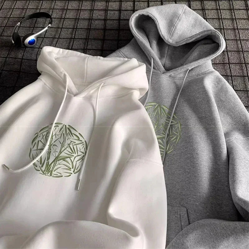 Bamboo Pattern Print Y2K Hoodie