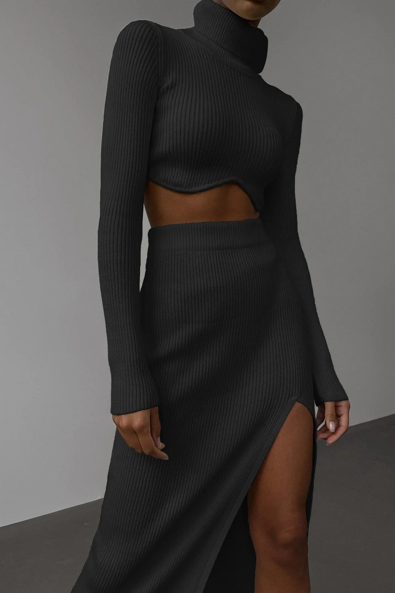 Autumn Winter Y2K Slim Knitted Set Skirt