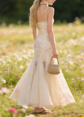 New Floral Patchwork Tulle Spaghetti Strap Dress Summer 2