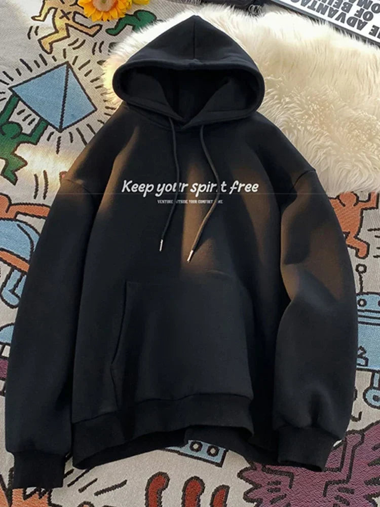 Slogan Letter Print Drawstring Kangaroo Pocket Pullover Hoodie 7