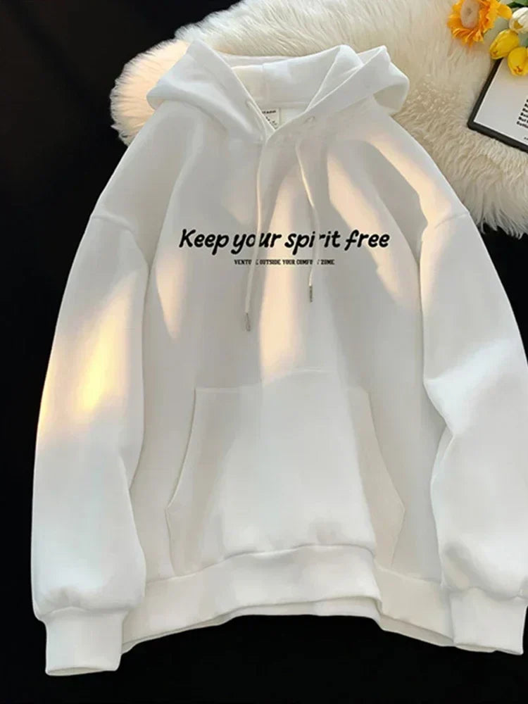 Slogan Letter Print Drawstring Kangaroo Pocket Pullover Hoodie 13