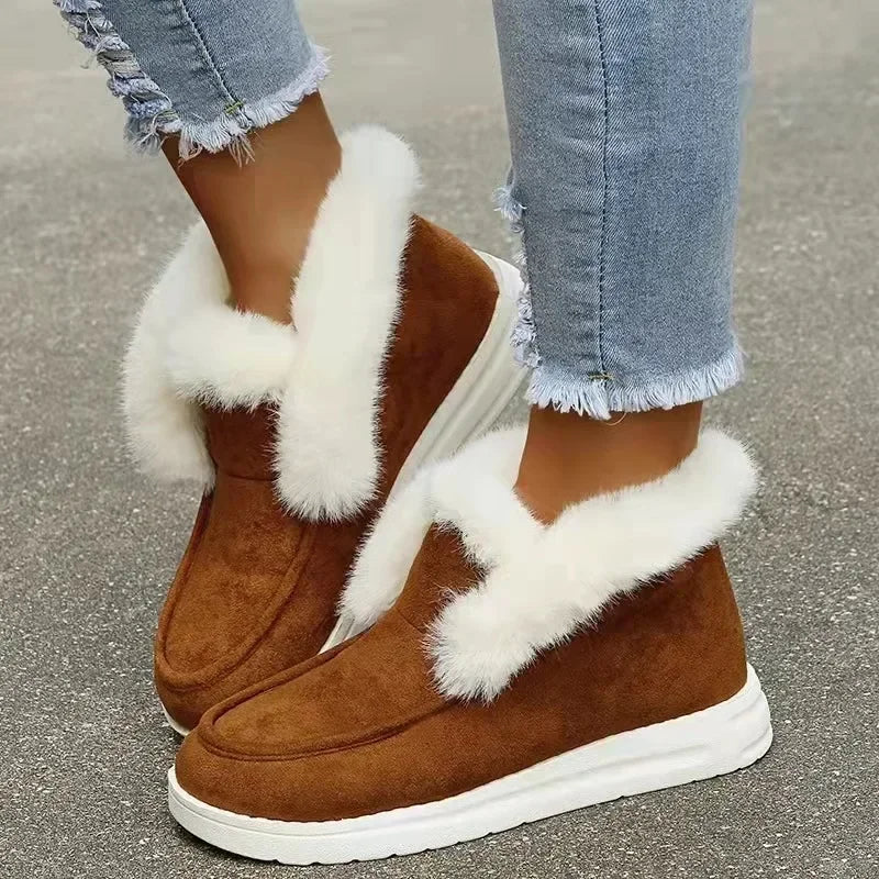 New Comfortable Stylish SlipOn Plush Warm Cozy Ankle Snow Boot