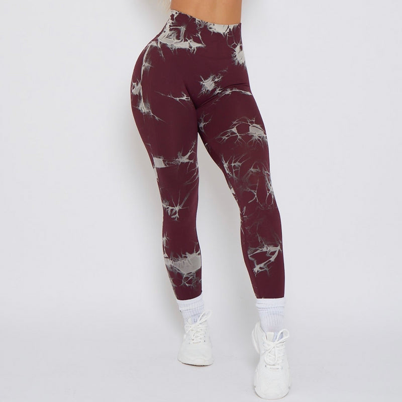 New Lightning Marble Scrunch Butt Leggings Dark Brown / Xs