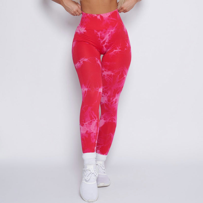 New Lightning Marble Scrunch Butt Leggings Pink 1 / Xs