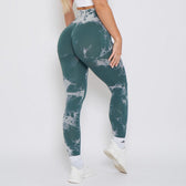 New Lightning Marble Scrunch Butt Leggings Cyan Blue / Xs