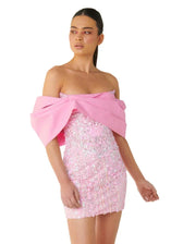 Off-the-Shoulder Sequin Mini Dress