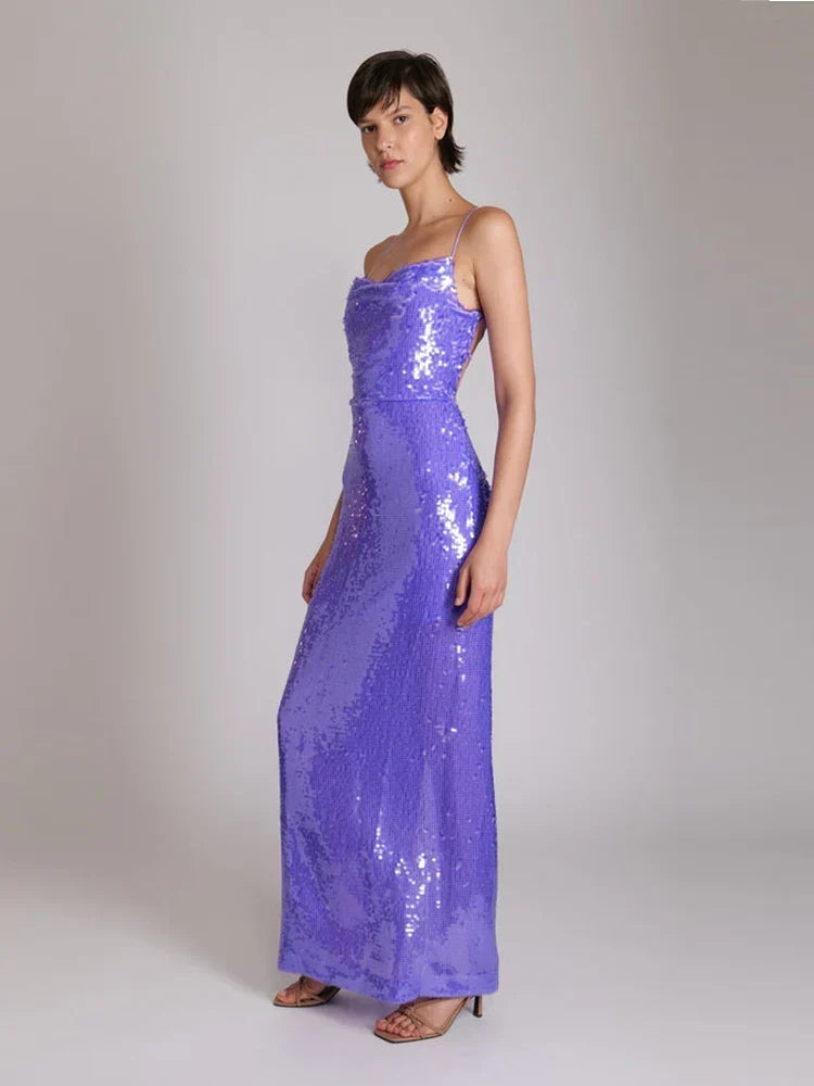 Backless Lace Sequin Dress