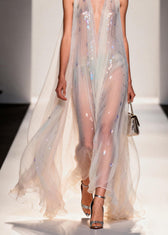 New V Neck Zircon Chiffon Maxi Dresses Sleeveless 4