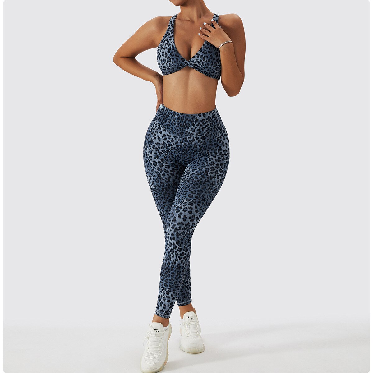 Leopard Print V-Neck Sports Bra and High Waist Leggings Two Piece Set 6