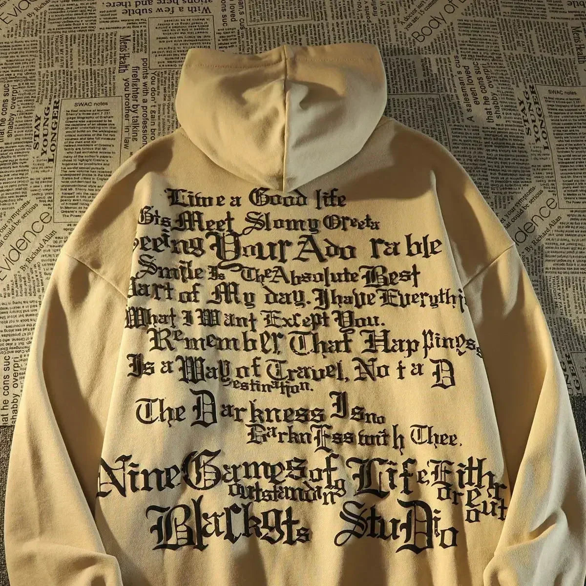 Gothic Letter Back Print Oversized Pullover Hoodie 2
