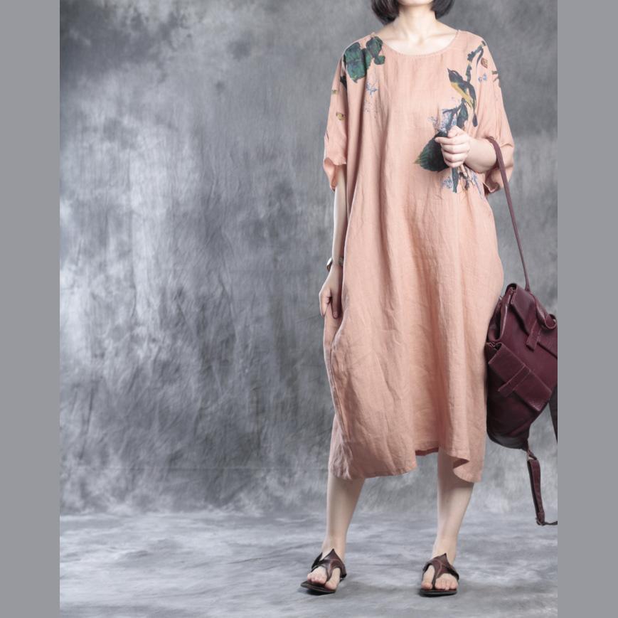 Nude linen dresses floral print  fall