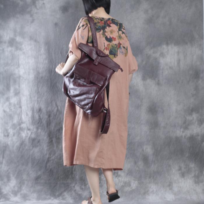 Nude linen dresses floral print  fall