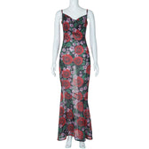 Floral Cowl Neck Spaghetti Strap Slip Maxi Dress 5