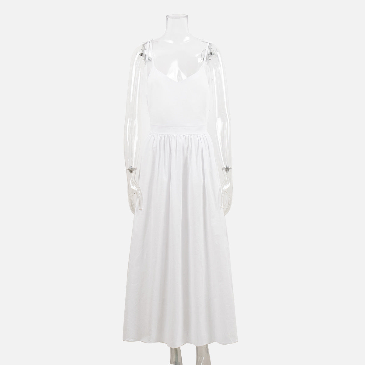 Linen Look Strapless Tie Detail Gathered Maxi Dress Summer 7