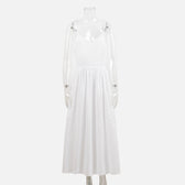 Linen Look Strapless Tie Detail Gathered Maxi Dress Summer 7