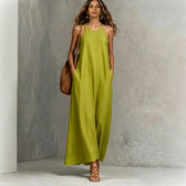 Sleeveless Tie Neck Pocket Maxi Dress 4