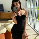Spring Mesh Backless Sleeveless Split Sheath Dress