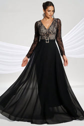 Abel Black Long-Sleeve Lace Maxi Dress