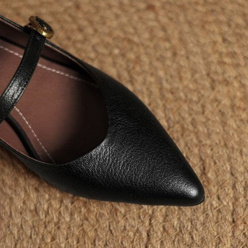 Pointed Toe Buckle Strap Kitten Heel Mary Jane Pumps