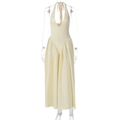 Halter Deep V-Neck Backless Satin Midi Dress 14
