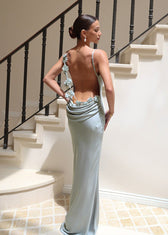 Seraphina - Satin Cowl Neck Evening Gown - View 2