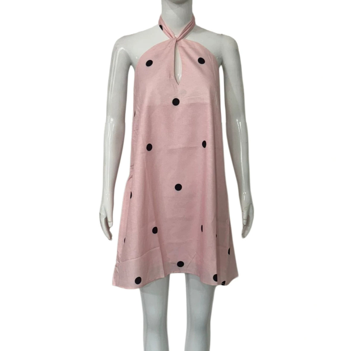 Polka Dot Halter Neck Keyhole Sleeveless A-Line Mini Dress 2