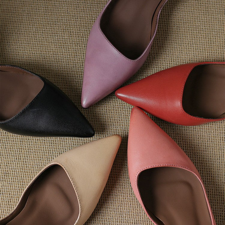 Pointed Toe Slip On Kitten Heel Pumps