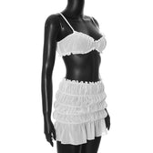 Ruched Pleated Denim Mini Skort