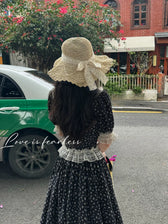 Floral Long Sleeve Lace Trim Square Neck Maxi Dress 4
