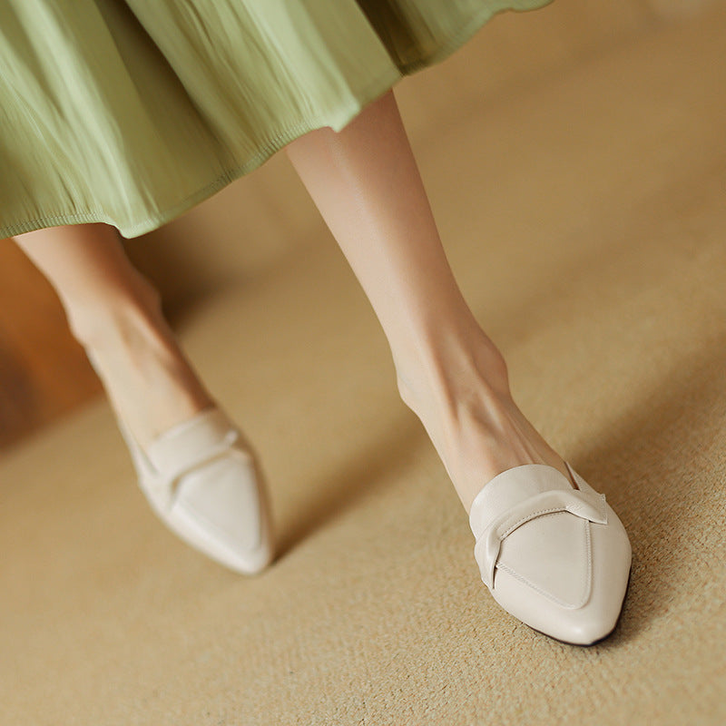 Square Toe Block Heel Loafer Mules
