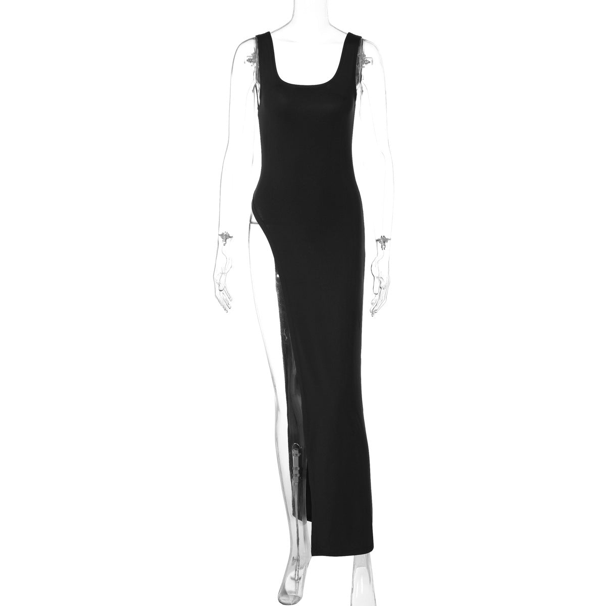 Scoop Neck Sleeveless High Split Fitted Maxi Tank Dress 6