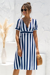 Glinda Striped Satin Midi Shirt Dress 7
