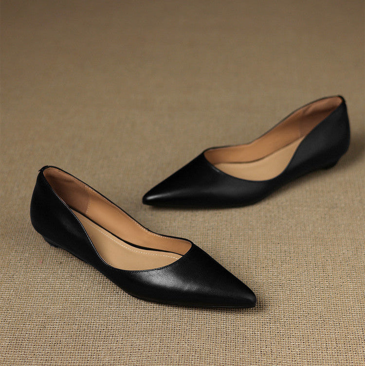 Pointed Toe Slip On Low Wedge Flats