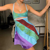 Tie Dye Spaghetti Strap Cut Out Bodycon Mini Dress 10