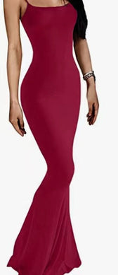 Square Neck Spaghetti Strap Bodycon Mermaid Maxi Dress 9