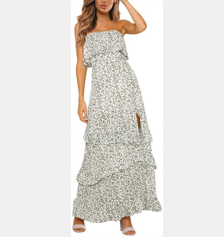 Naiza Strapless Floral Maxi Dress Sand