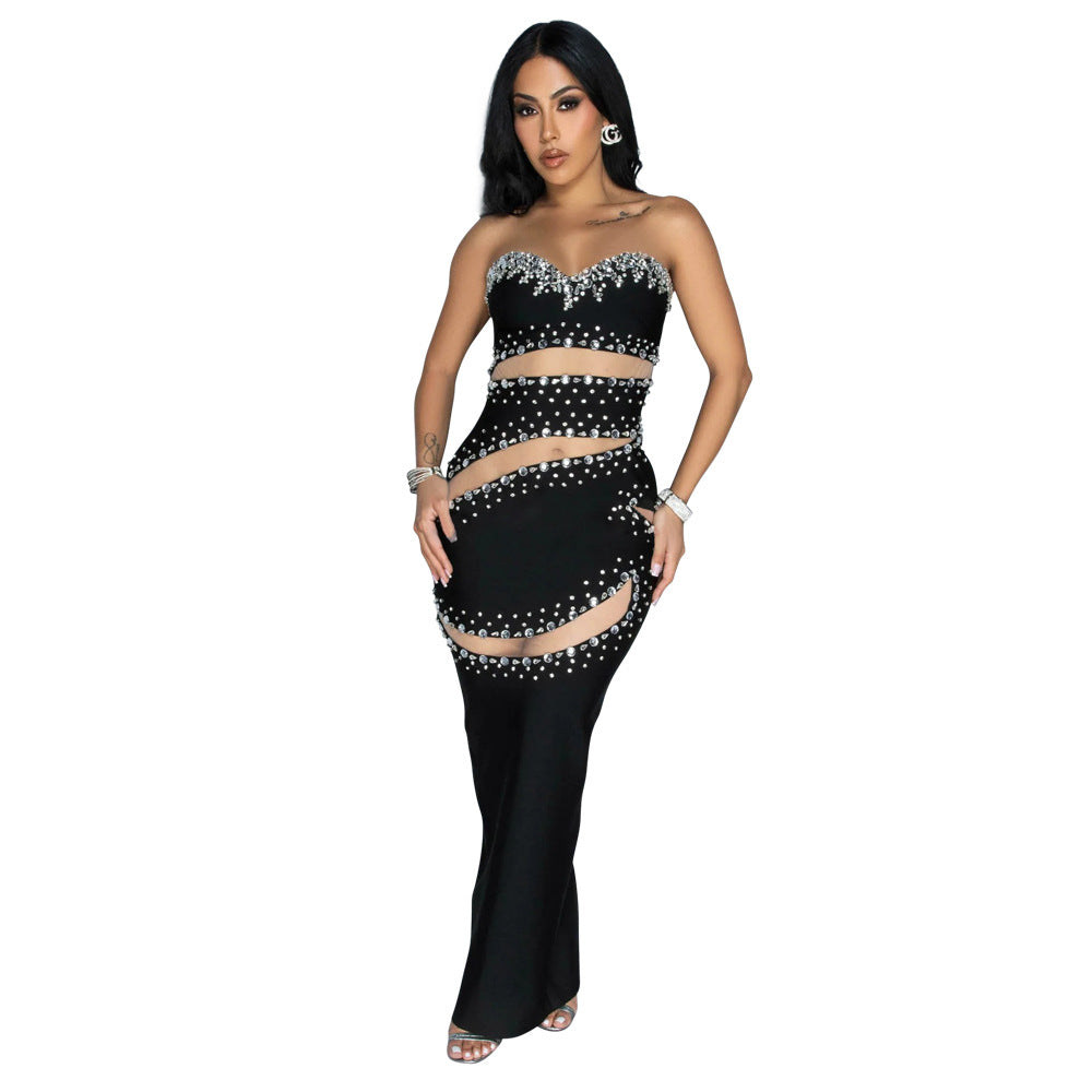 Strapless Sleeveless Long Hip Dress