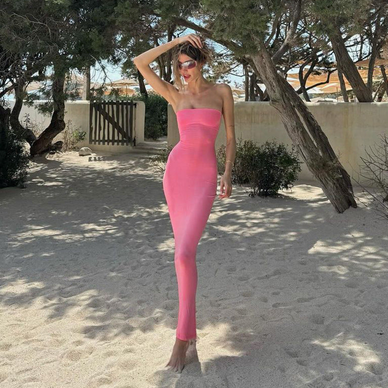 Strapless Tube Bodycon Fishtail Maxi Dress 3